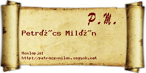 Petrács Milán névjegykártya