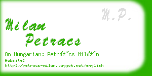 milan petracs business card